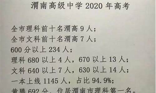 2020年陕西渭南高考状元,渭南2016高考状元